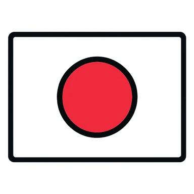 Japan flag icon style with crisp edges, digital use, background #1199FF, white circle in the center, clean and simple sticker