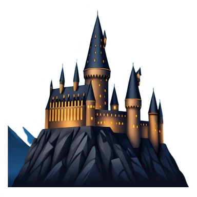 hogwarts castle on a starry night and owl flying in the air silhouette  sticker