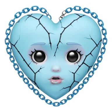 pastel goth heart with baby blue chains sticker