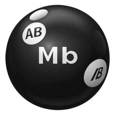 Black pull Ball with MB written on it sticker