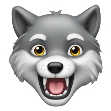 Face of Grey Wolf say hi with hand sticker