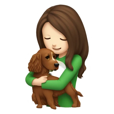 Brunette white girl hugging an irish setter dog sticker