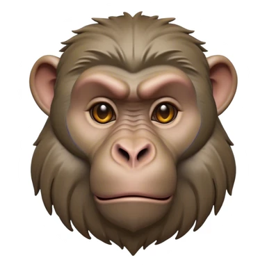 Cinematic Realistic Noble Baboon Portrait Emoji, Poised and commanding, with a robust, muscular build and a richly textured face marked by prominent brows, a powerful jawline, and deep, soulful eyes rendered in natural earthy tones, high shine, intelligent and bold, styled with an air of wild majesty, focused and attentive, soft glowing outline, capturing the essence of a watchful and confident baboon that exudes raw, regal power! sticker