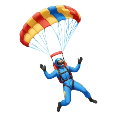 A skydiver free-falling through the clear sky, with a brightly colored parachute just about to open. The scene captures the thrill of the sport, with the vast expanse of the sky and distant ground below, emphasizing the excitement and adrenaline of parachuting sticker