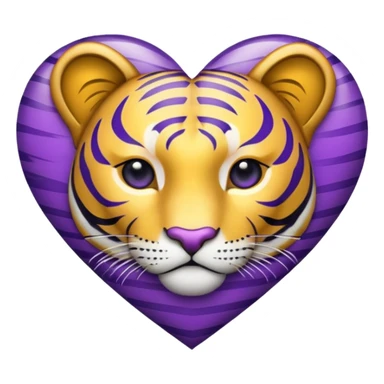 heart emoji with purple and gold tiger stripes sticker