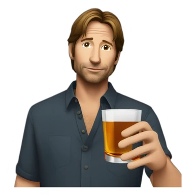 hank moody holds a glass of whisky and cigarettes sticker
