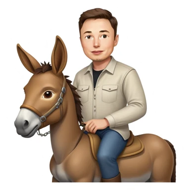Elon Musk riding a donkey  sticker