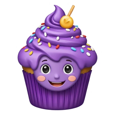 cute expressive purple cupcake character emoji sticker