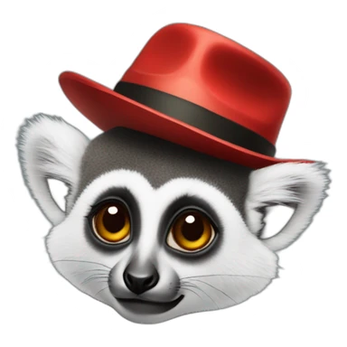lemur wearing a red fedora sticker