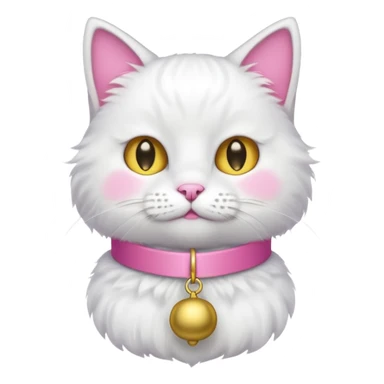 neko with bell pink coller white cat sticker