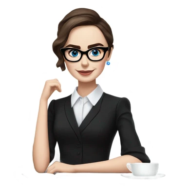 Lily collins blue eyes wearing glasses in a business meeting black dress sticker