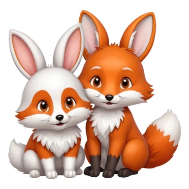 fox and rabbit cute sticker