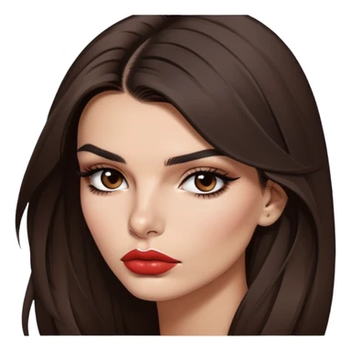 Emily Ratajkowski, brunette fashion model with long dark hair, pouty lips, and defined eyebrows sticker