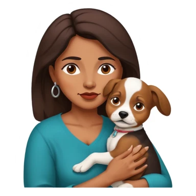 middle age mexican woman with puppy showing passion - strong and barely controllable emotion sticker