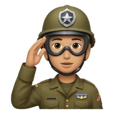Soldier saluting with helmet + mask sticker