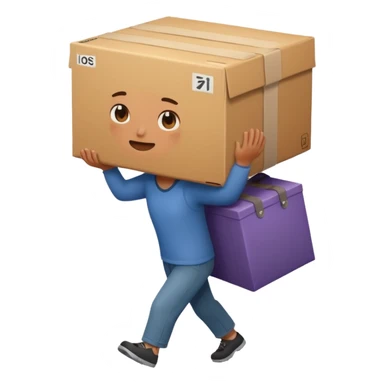 person carrying a heavy box, straining sticker