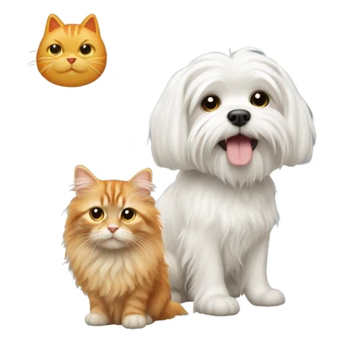 Maltese dog with a ginger cat  sticker
