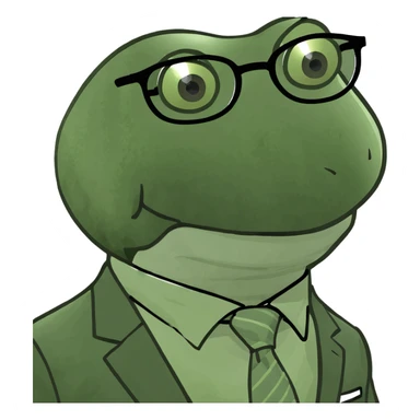 green manager emoji, wearing glasses, smiling, business attire, no face sticker