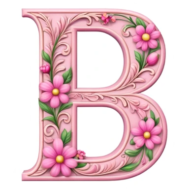 Pink, romantic, flowery, the letter “D” sticker