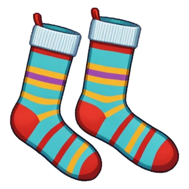 A pixel art emoji of a pair of socks in a retro 16x16 or 32x32 pixel style, using a limited color palette sticker