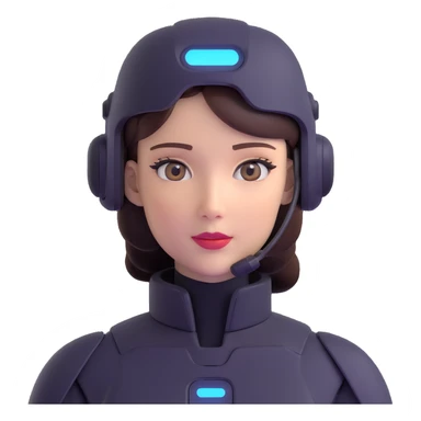 AI agent with realistic human female face, subtle tech accents sticker