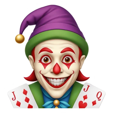 poker card with a funny jolly joker inside the card sticker