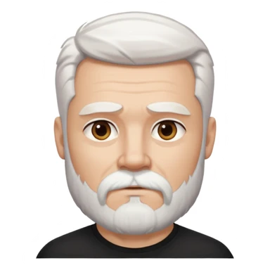 White haired muscled adult man with a black t-shirt. He has white beard and a long goatee. Dark brown eyes. Strong neck. Attractive. sticker