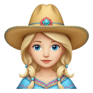 Blonde in a sombrero with blue eyes sticker