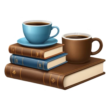 stack of books with coffee on top sticker