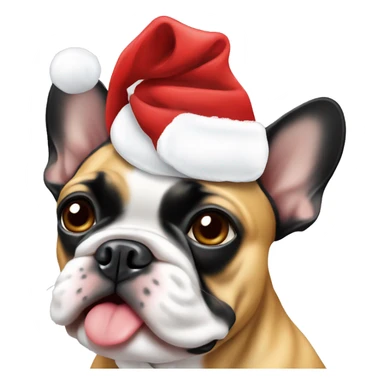 Black and tan frenchie wearing Santa hat sticker