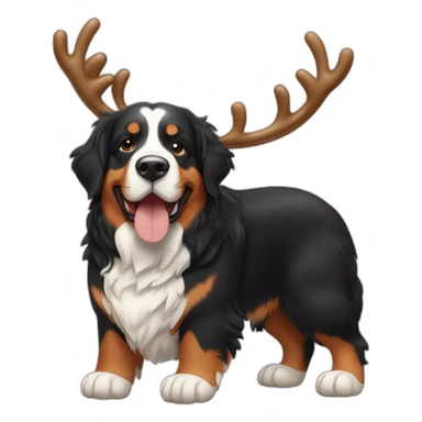 bernese mountain dog with a reindeer sticker