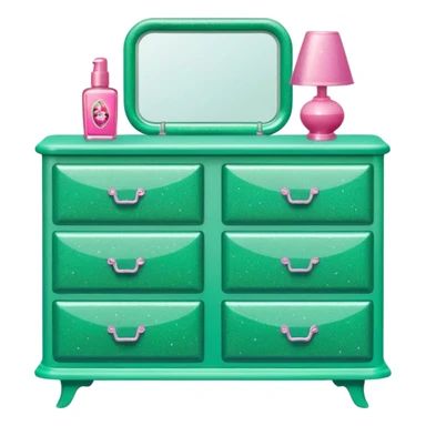 barbie dresser green with glitter sticker