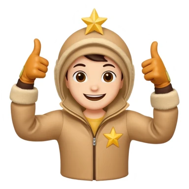 HD a smiling happy dancing toon star with both gloved hands doing thumbs up and blue background sticker