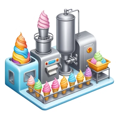 Ice cream factory with machines and production lines sticker