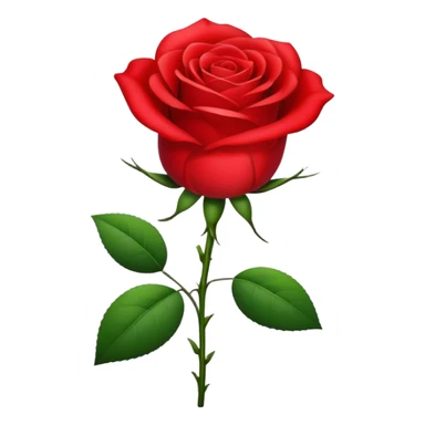 A beautiful red rose flower with green stem and leaves sticker