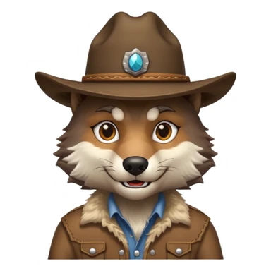 wolf with cowboy hat sticker