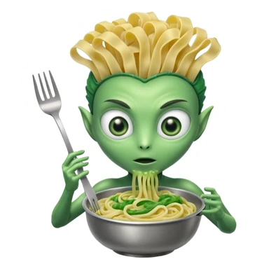 alien holding pasta sticker