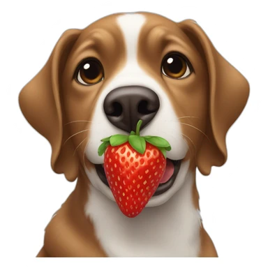 A dog eat strawberries  sticker