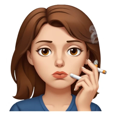 tired woman with brown hair smoking a cigarette looking fed up and exhausted sticker