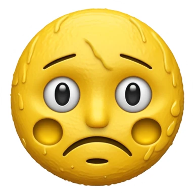 "yellow 3D mewing emoji, sigma sad face, cold phonk style sticker