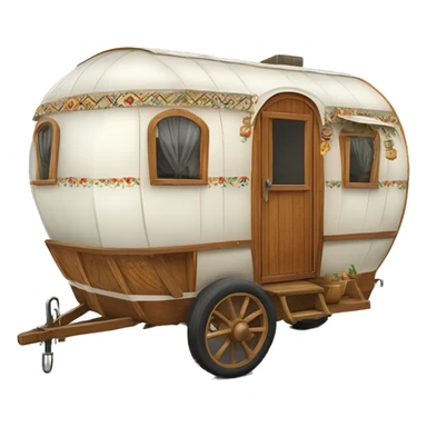 Realistic vintage round gypsy caravan wagon camper sticker