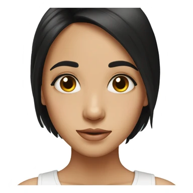 Girl wth eye bags and black hair and  sticker