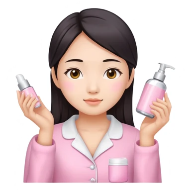 angelic asian girl doing skin care in pink pajamas sticker