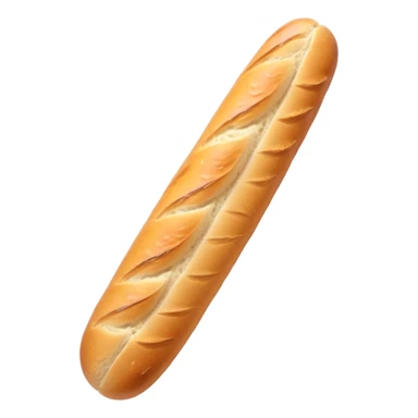 Cinematic Realistic Baguette Bread Emoji, showcasing a long, crusty baguette with a crisp exterior and soft interior rendered with lifelike textures and warm, rustic lighting. sticker