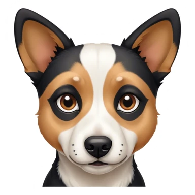 Black and white dog with pointy ears. Shepard and terrier face. mostly black and white. Only tan eyebrows sticker