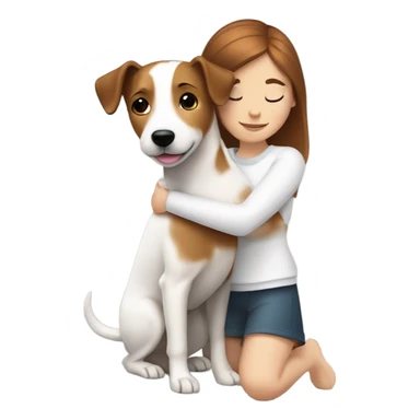 whit brown haired girl hugging jack russell terrier sticker
