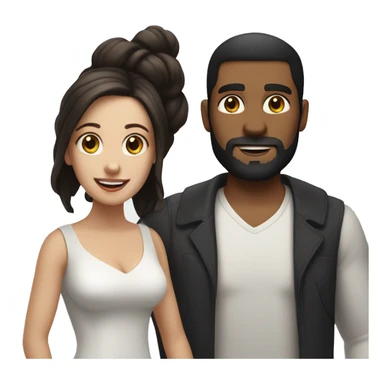 a man that is white with dark brown hair and a beard with his white wife with long brunette hair, standing next to a man that is dark skinned puerto rican with buzzed black hair with his pale white brunette wife sticker
