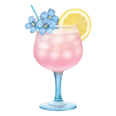 Ice pink lemon cocktail with blue small flowers  sticker