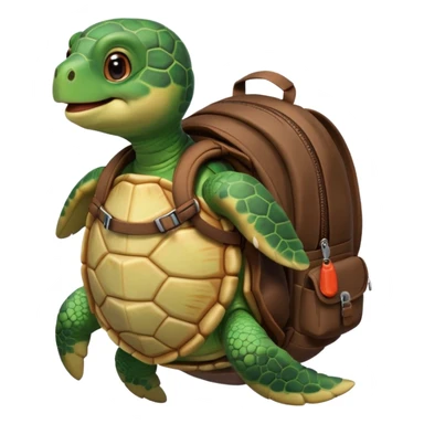 a cute little turtle with a backpack sticker