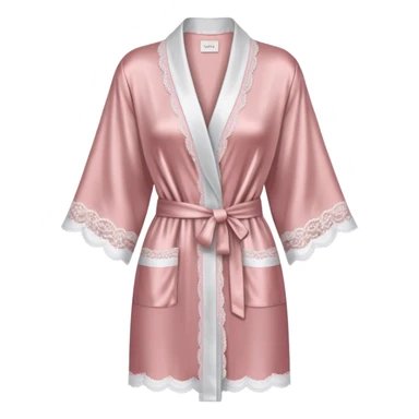 Dusty pink silk robe with lace trim sticker
